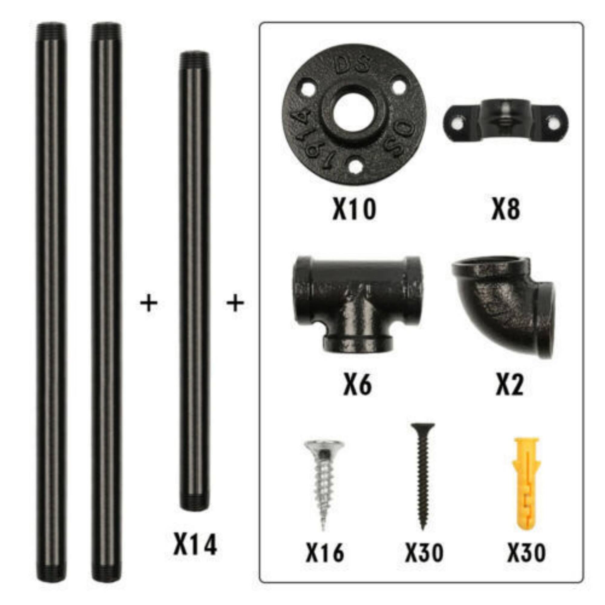 NEX™ 55" Black DIY Industrial Wall-Mounted Iron Pipe Open Bookshelf
